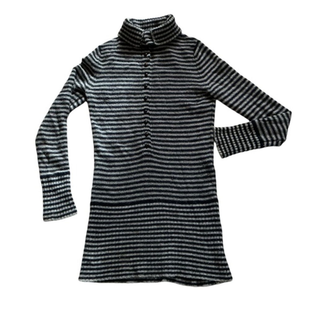 Banana republic wool blend turtleneck sweater dress white & black stripe